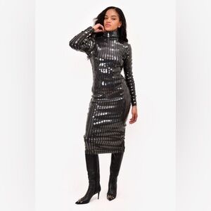 528 Y/PROJECT BLACK PVC STRIPED DRESS SIZE 36